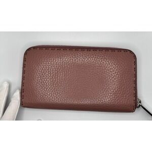 Fendi Roma Selleria Pink Pebbled Leather Zip-Around Wallet Full inclusion#797